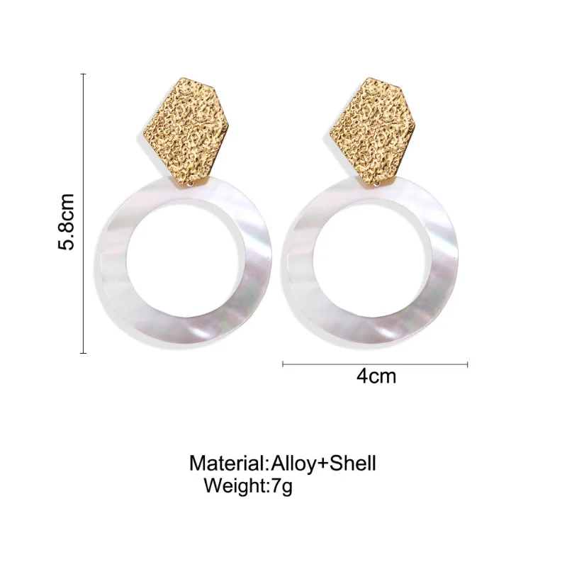 

Retro Sequined Geometric Shell Dangle Earrings 2021 New Summer Simple Ear Jewelry