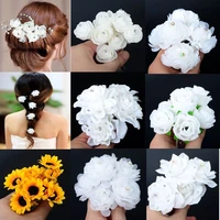 3pcslot fashion women bride hair accessories hairpins wedding crystal white flower hair pins clip hairstick headdress