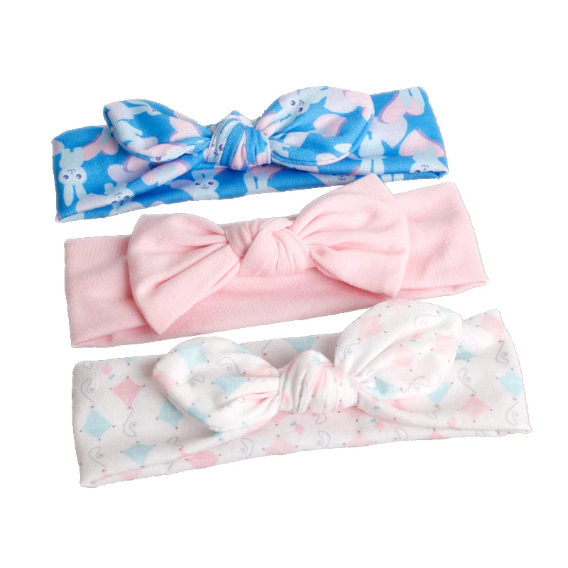 Модная повязка на голову с цветочным принтом и бантом для новорожденных девочек