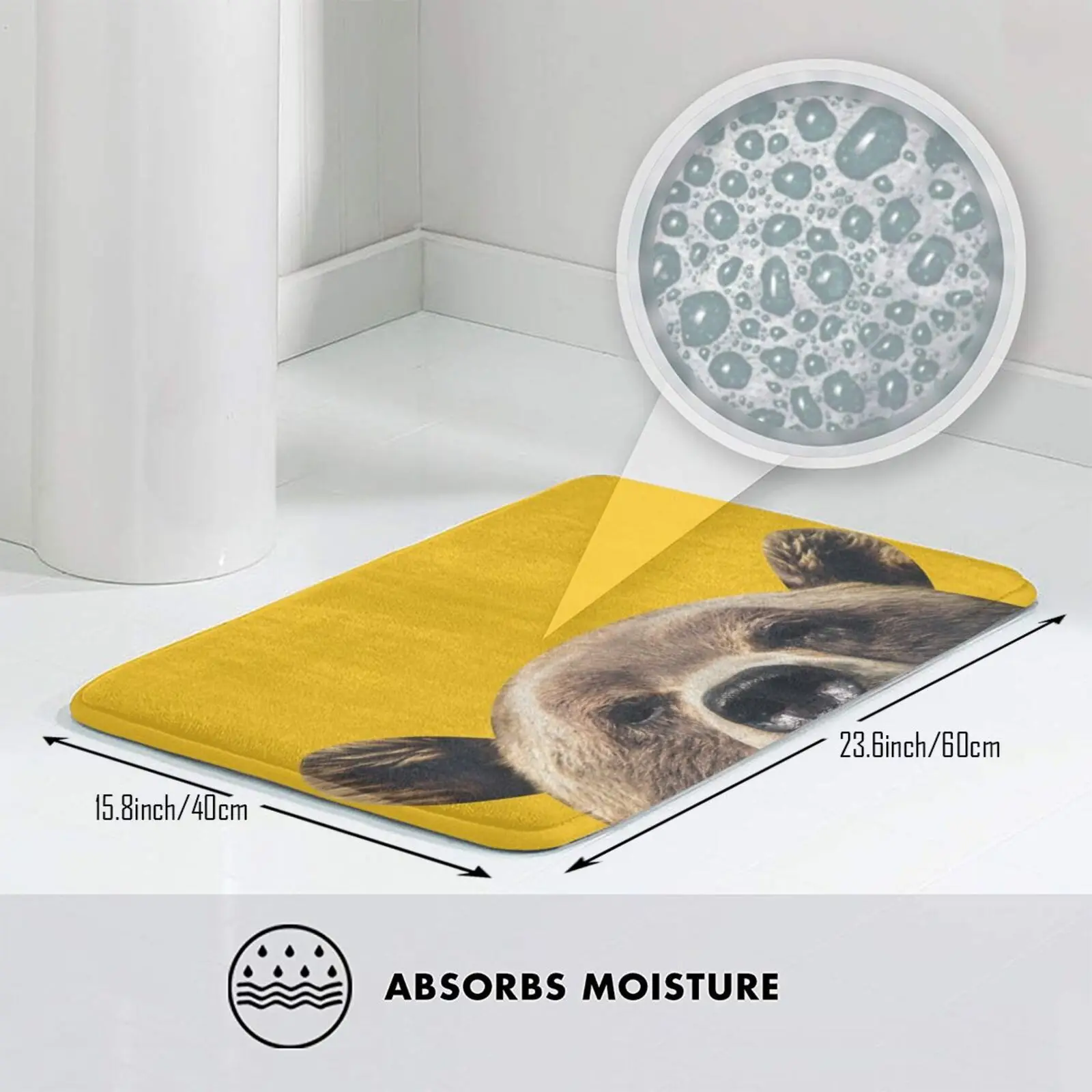 Желтый коврик с медведем Противоскользящие коврики для спальни желтый плюшевый