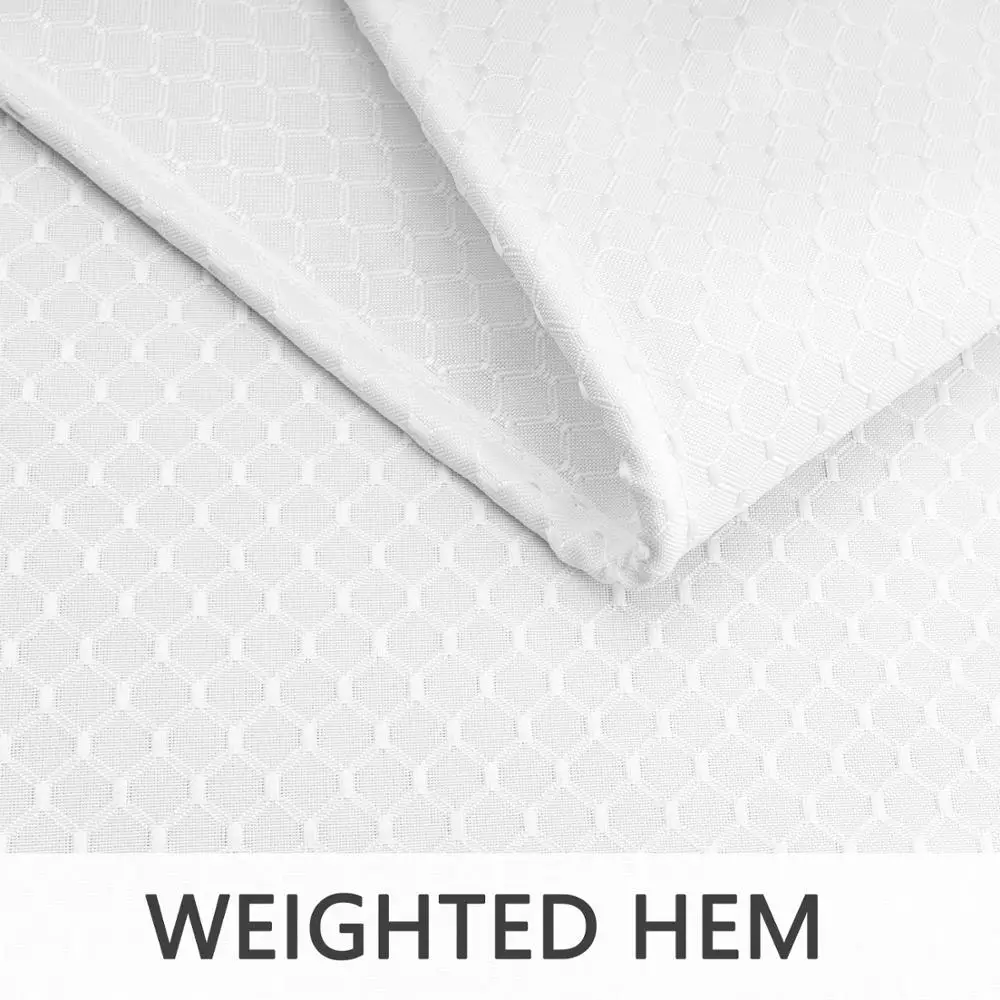 UFRIDAY Fabric White Shower Curtain Waffle Weave Decor Bath Hotel Solid Polyester Waterproof Bathroom with Hooks | Дом и сад