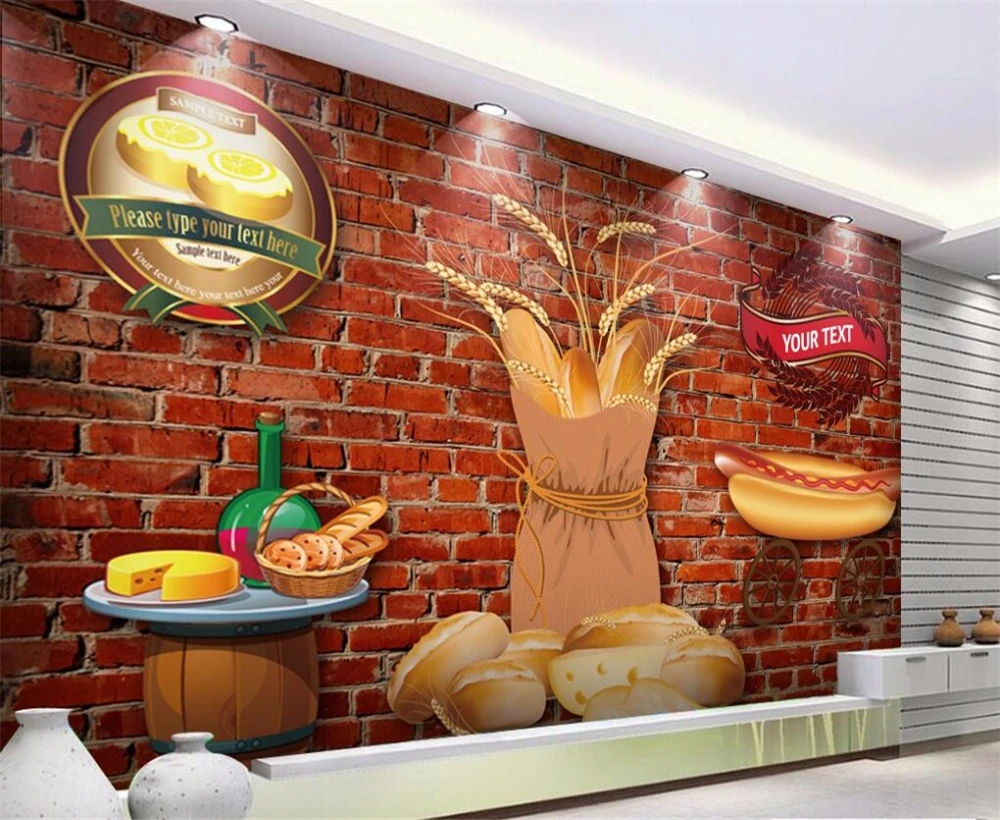 Большой заказ обои 3D кирпичная стена хлеб западный ресторан ручной работы HD