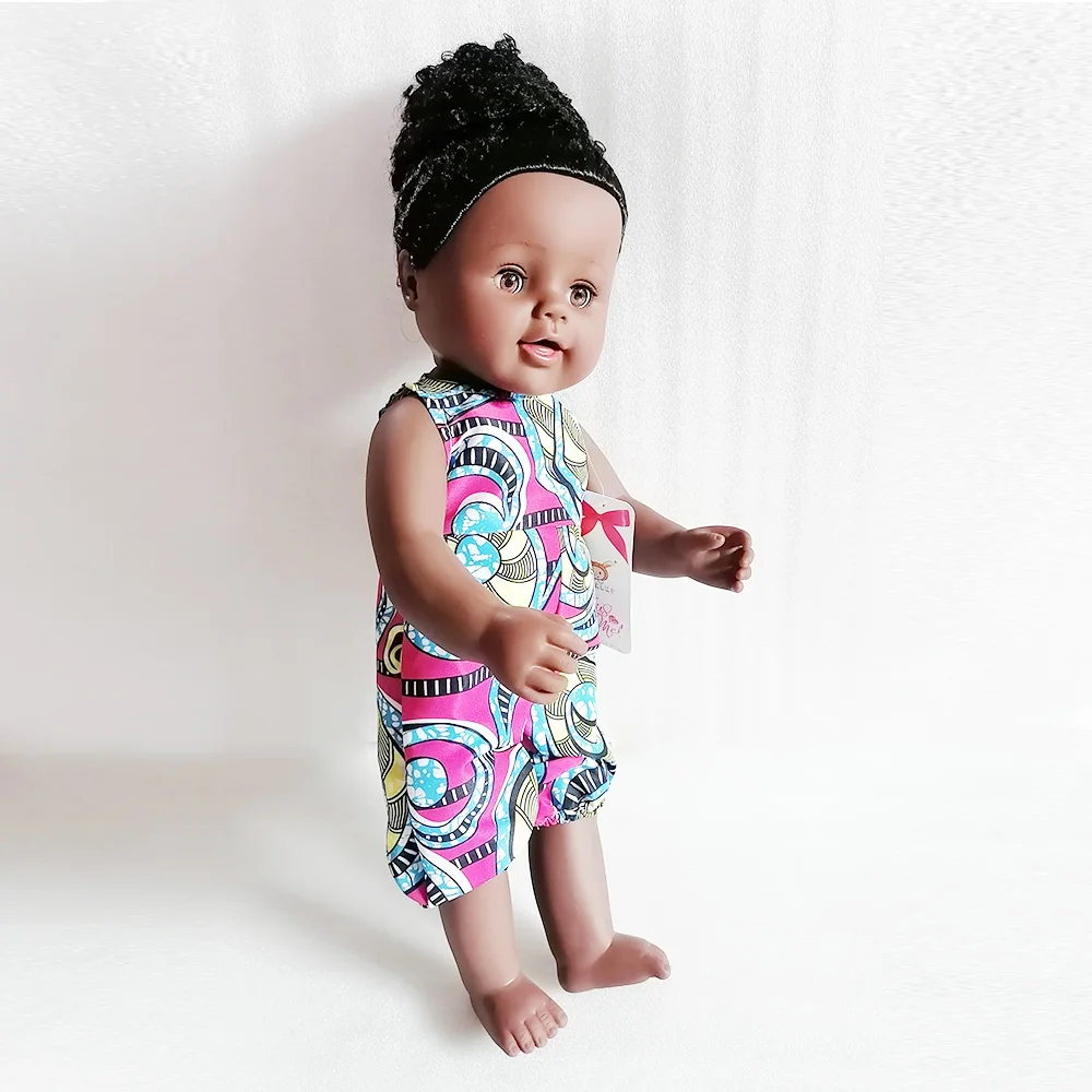 

45CM American Reborn Black Doll Handmade Silicone Vinyl Baby Soft Lifelike Newborn Baby Doll Toy Girl Christmas Gift