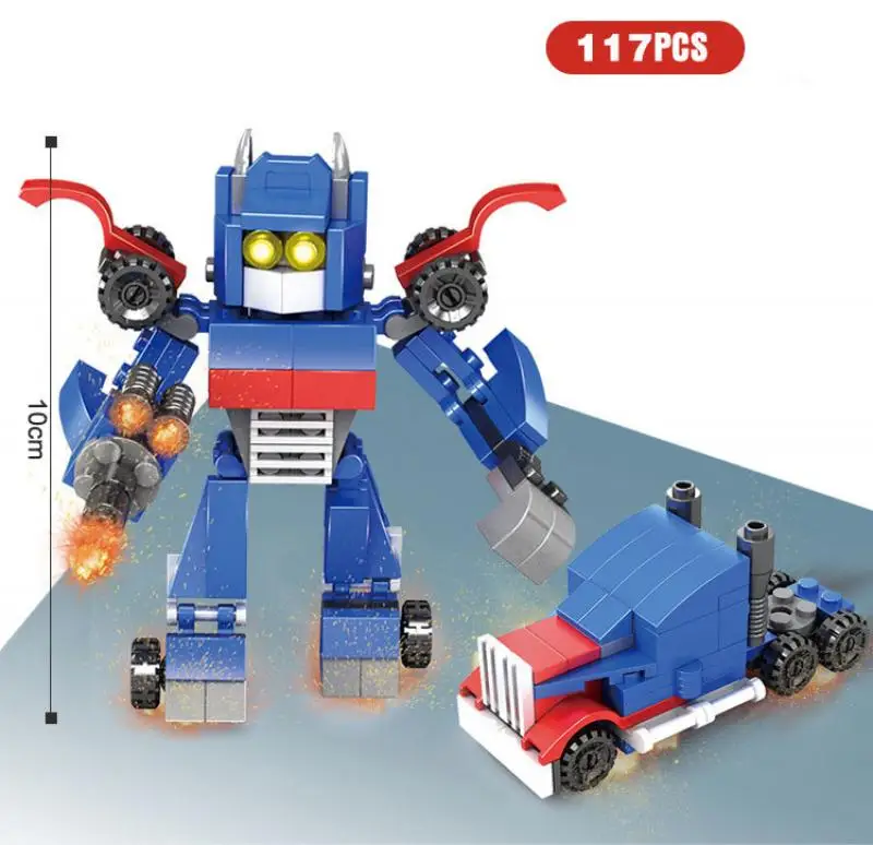 

Blokcs Construction Transformers Toys Robot Jigsaw Educational Toys Mini Blocks Children's New Year's Gift Model Kit Four In One
