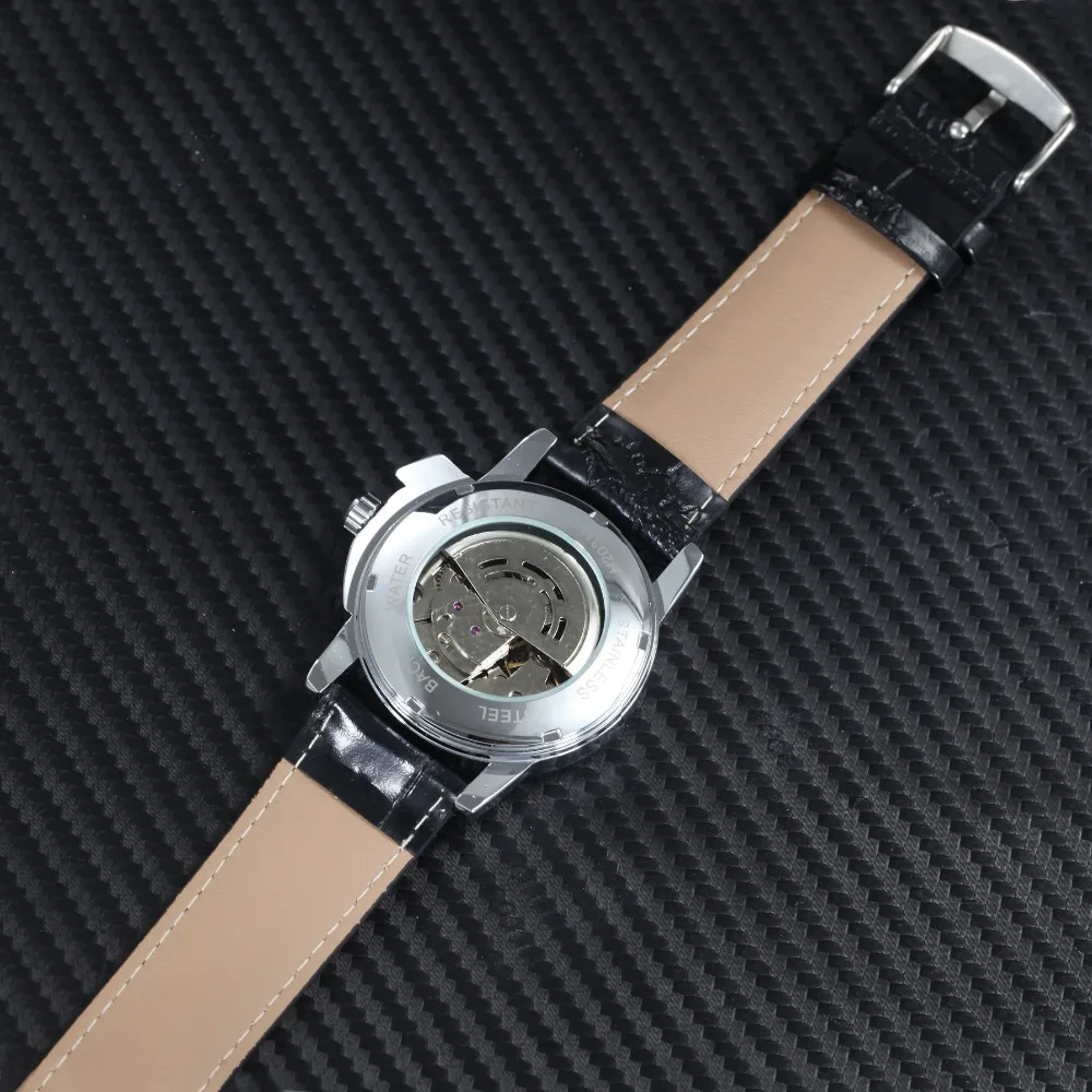 Часы мужские из натуральной кожи автоматические механические с календарем датой