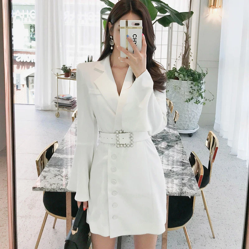 Mozuleva офисный Женский блейзер с поясом приталенный Блейзер зубчатым вырезом