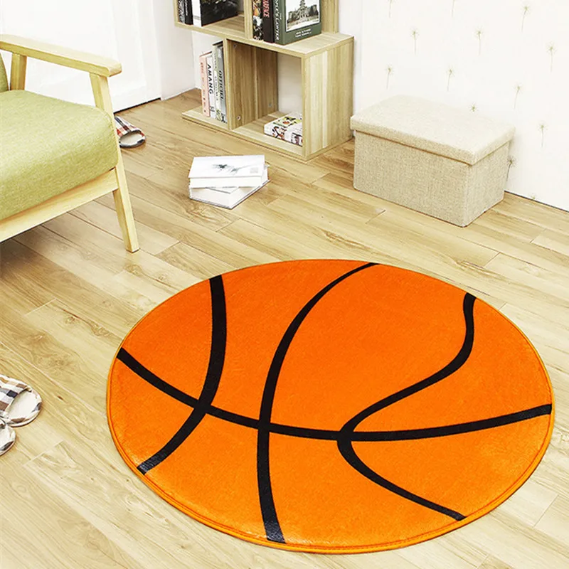 Anti-slip Polyester Ball Round Carpet Computer Chair Pad Football Basketball Living Room Mat Children Bedroom Rugs | Дом и сад