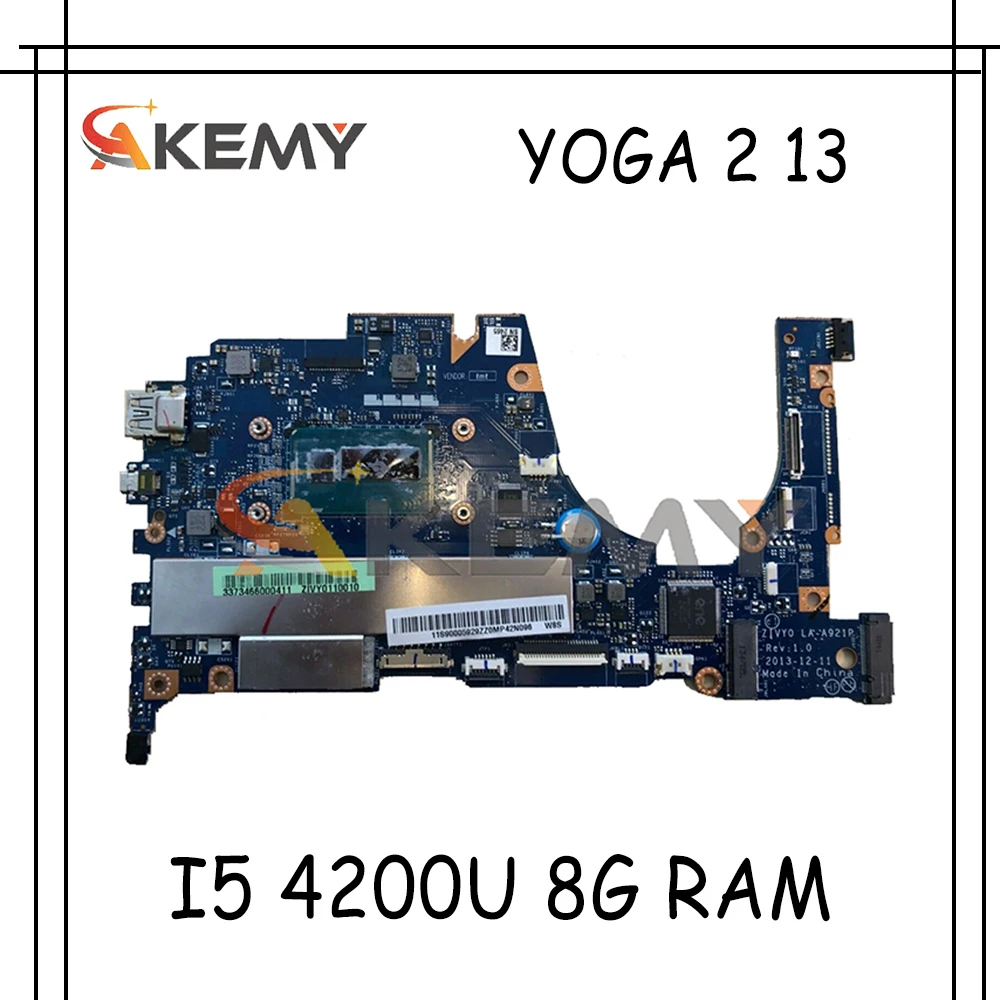 

Akemy ZIVY0 LA-A921P материнская плата для ноутбука Lenovo YOGA 2 13 YOGA2 13 Материнская плата ноутбука процессор I5 4200U 8G RAM 100% тест