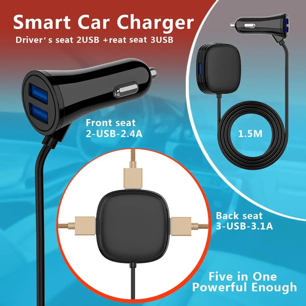 

12V Portable Universal Car 3 Sockets Splitter Cigarette Lighter Socket 3 Ports USB Charger Power Adapter ForiPhoneIPad DVR GPS