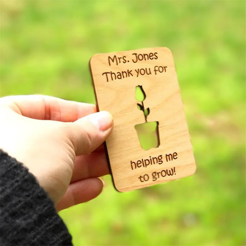 Personelized древесины спасибо день рождения ребенка Подарочная магнит индивидуально