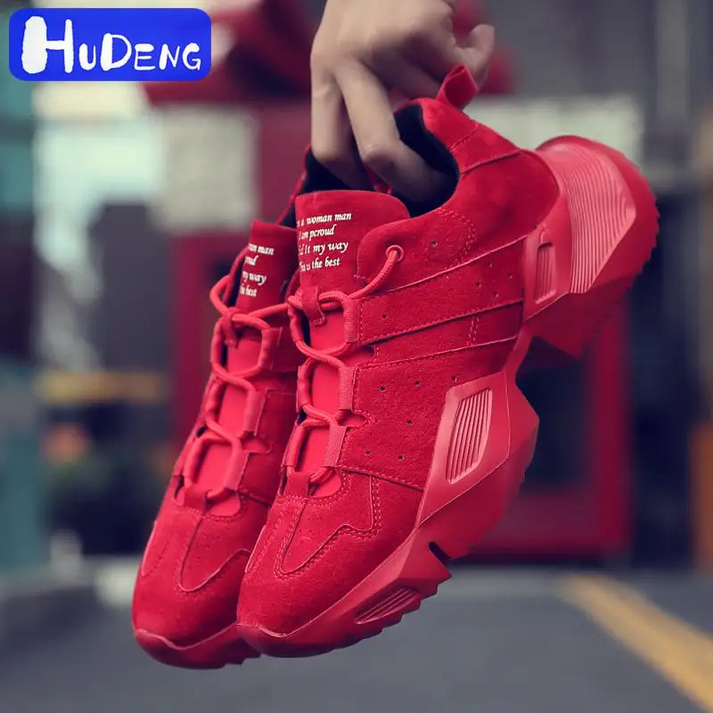 HUDENG Мужская обувь из коровьей замши дышащая мягкая Осенняя повседневная на