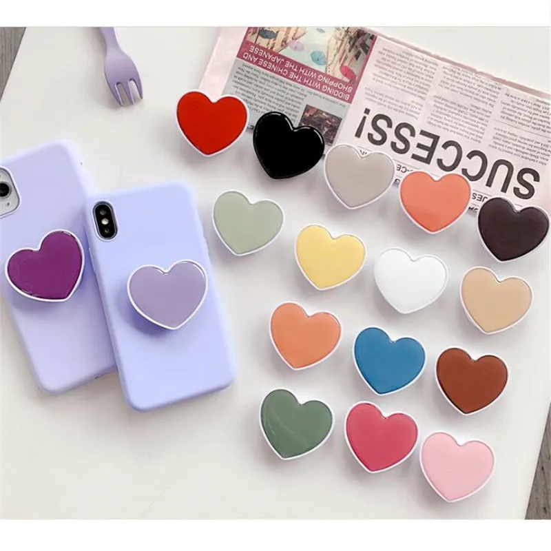 

Heart Candy Color Cartoon Expanding Stand Mount Phone Socket Fold Mobile Smartphones Pocket Tablet Desktop Phone Stand Holder