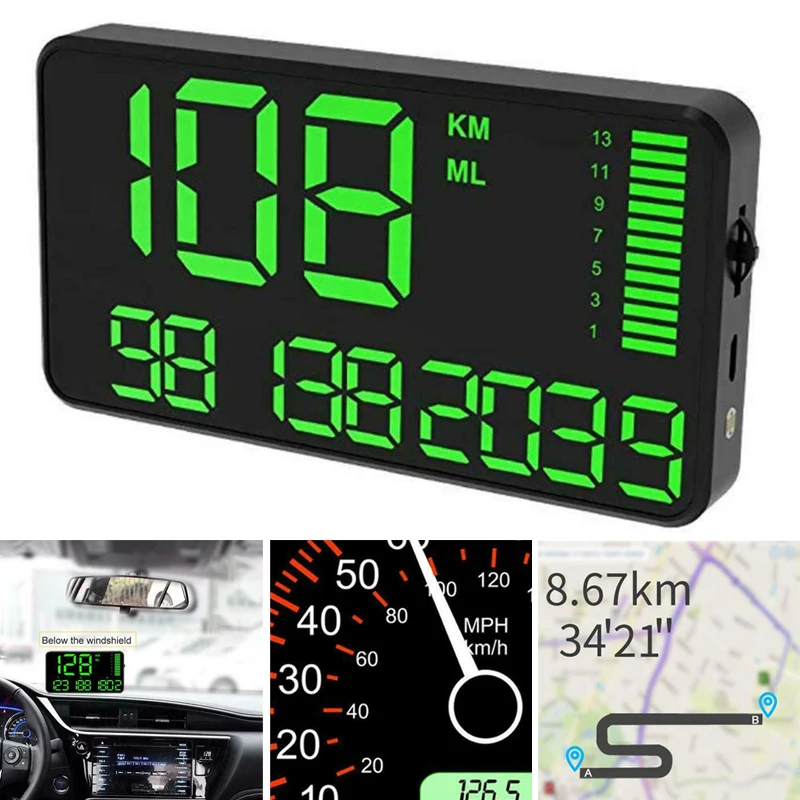 1pc Motorcycle Car Boat GPS Speedometer HUD Digital Display KM/H Mileage Parts Kit 130*72*18m ABS+PC Auto Accessoriesm | Автомобили и