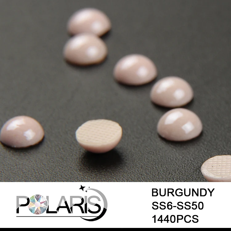 Полукруглые керамические жемчужные стразы Polaris AAAAA цвета Бургунди для горячей