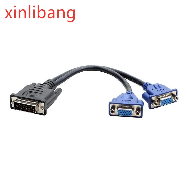 DVI I 24 + 5 Pin Мужской 2 VGA Женский сплиттер монитор видео адаптер кабель|Компьютерные