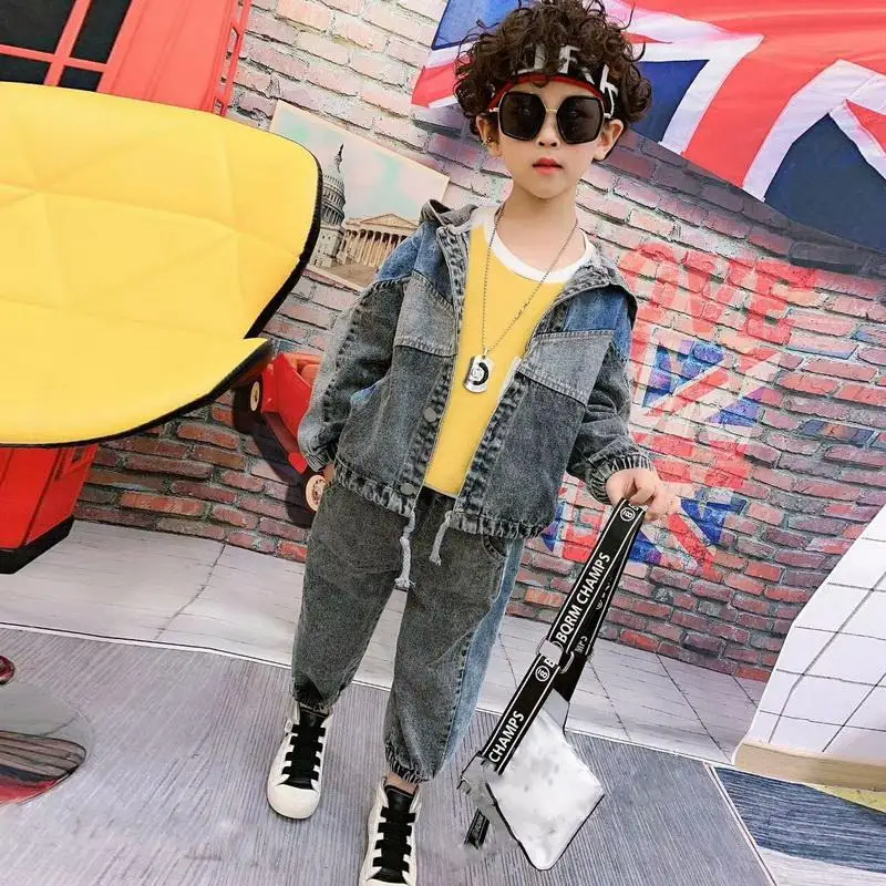 

Children's Clothing Sets Baby Boys Fashion Casual Suit 2020 Spring Autumn Toddler Denim Coat + Jeans Kids Boys 2pcs Outfits W51