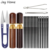 8pcs leather sewing kit leather rope lace needle yarn thread cutter metal threaders bottle for diy hand sewing craft