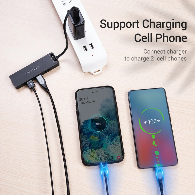 Концентратор Vention с USB-C на USB 3 1 4 порта зарядным портом Micro для MacBook Pro Huawei Mate 30 OTG