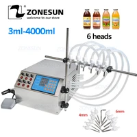 zonesun electric digital control pump liquid 6 heads filling machine liquid perfume water juice essential oil beverage 3 4000ml