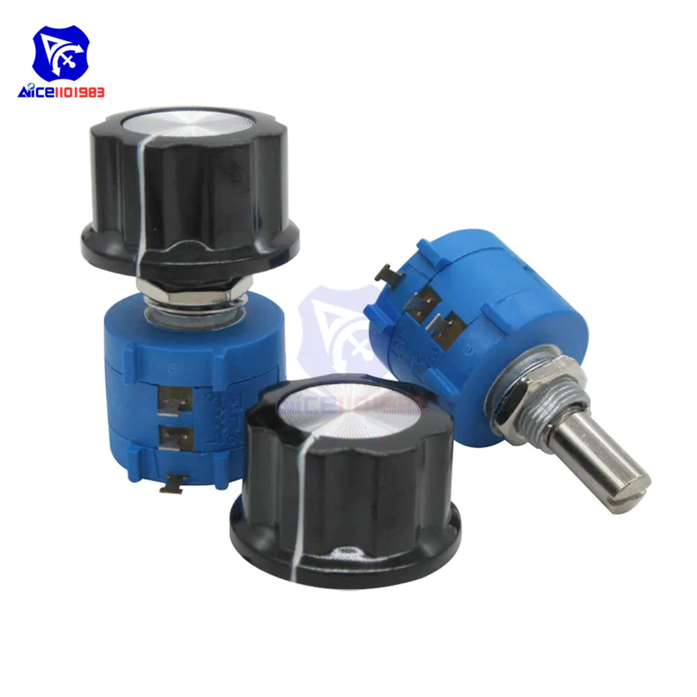 Diymore проволочный потенциометр 3590S 500R/1 K/2 K/5 K/10 K/20 K/50 K/100KΩ линейный роторный проволочный потенциометр с диаметром 6 мм. Ручка