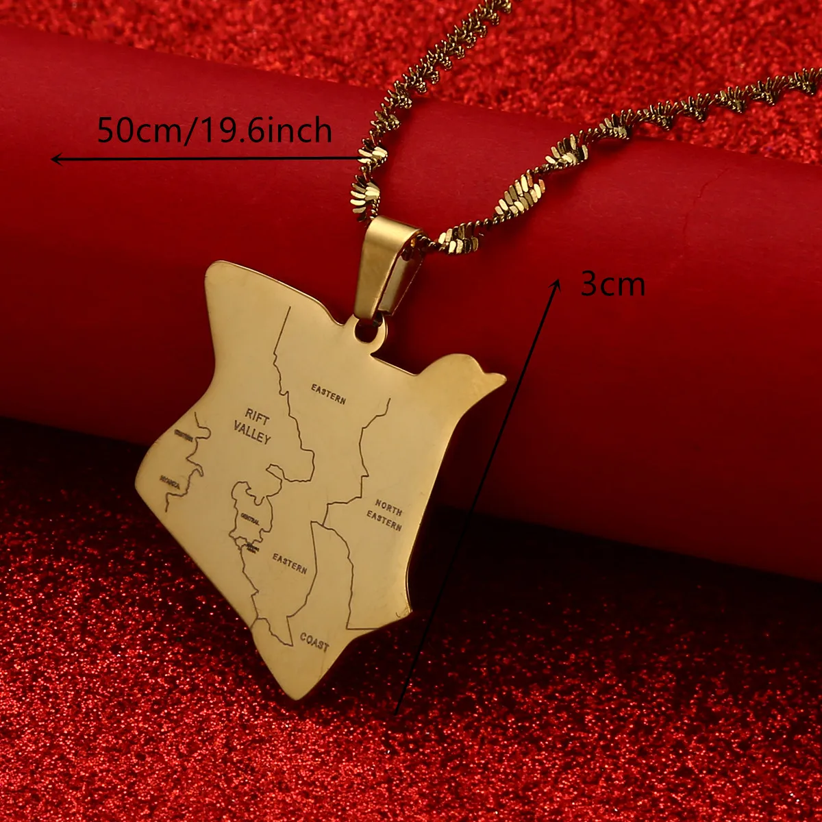 Ожерелья-подвески из нержавеющей стали с картой Кении золотого цвета ювелирная