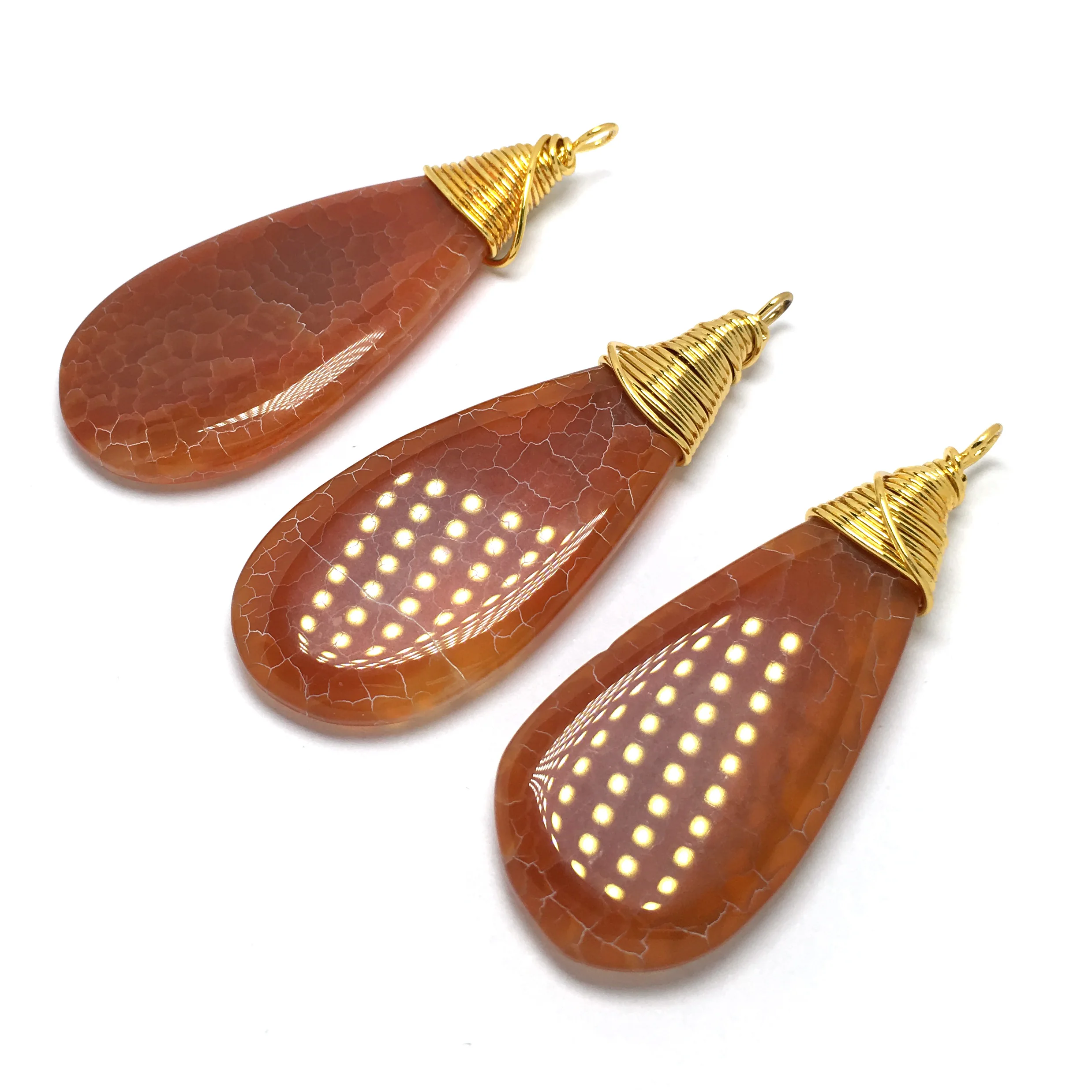

Natural Stone Water Drop shape Pendant for Jewelry Making DIY necklace accessories Reiki Jewelry Stain Steel /leather Chain