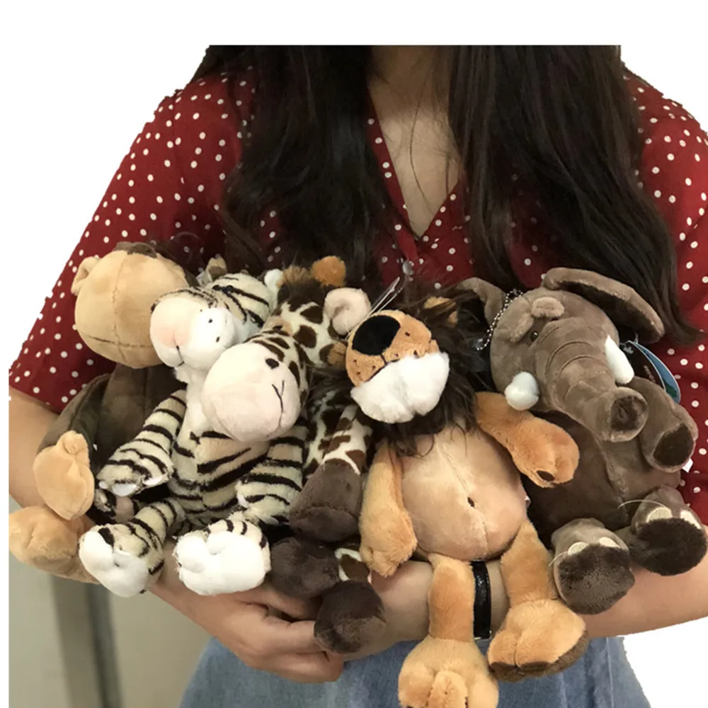 

5pcs/lot Cute Jungle Animal Plush Toys Stuffed Lion Elephant Giraffe Monkey Doll Toys for Kids Baby Children Birthday Gift 25cm