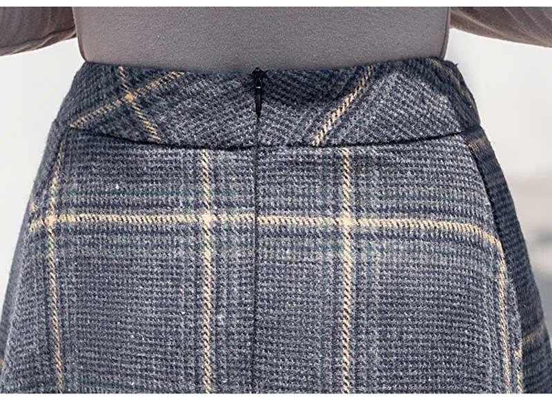 2020 женские зимние шерстяные юбки для девочек Для Шерстяное клетчатое элегантный