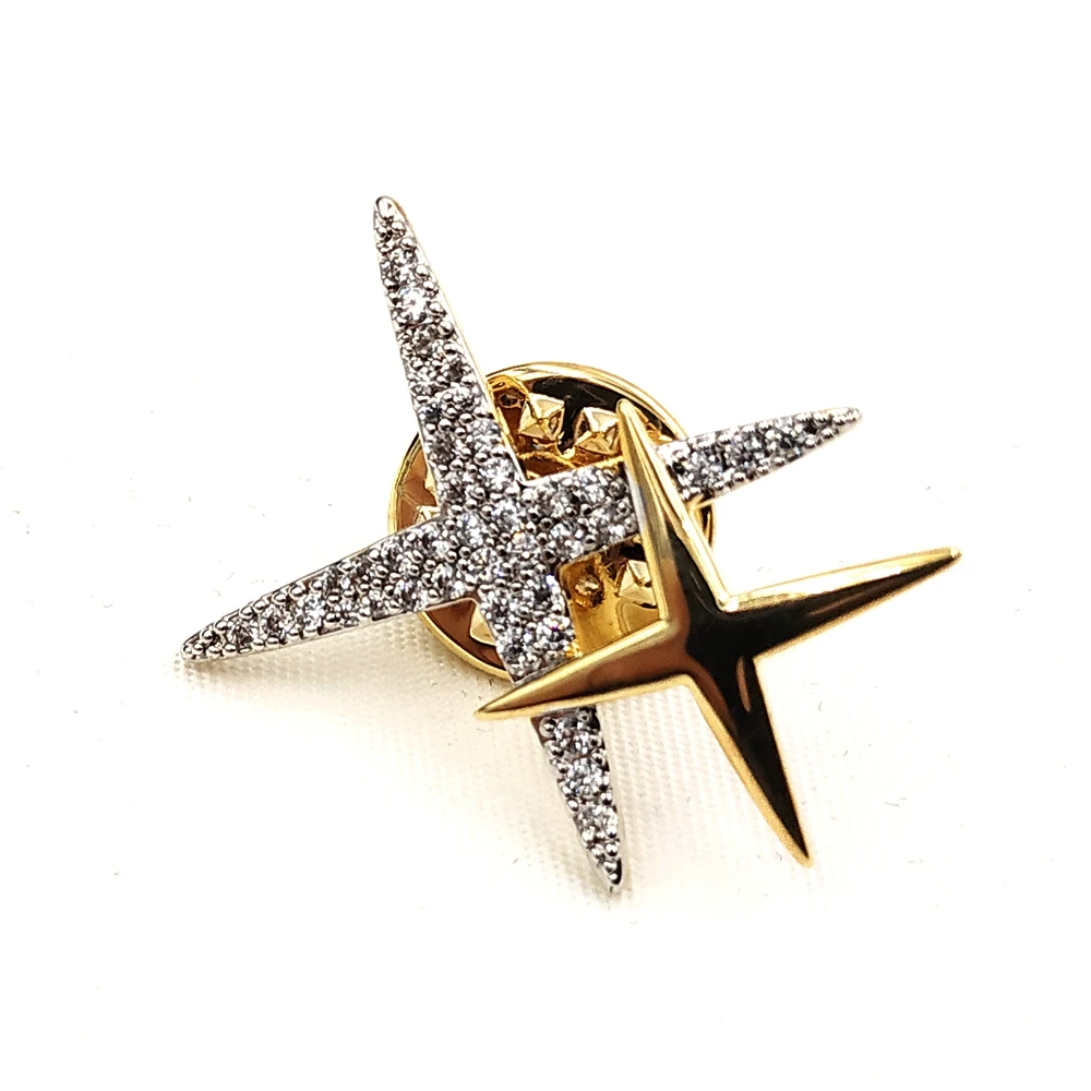 

Stunning Golden and Micro Pave Tinny CZ Double Cross Safety Collar Label Pins Small Flatback Brooch for Lightweight Cloth Dress