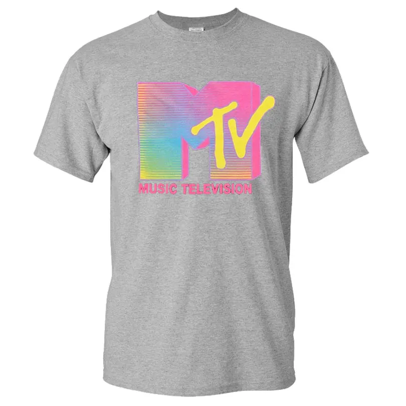 

Popular T-shirt MTV Fluorescent Logo Pattern Print Funny Summer Men Women O-Neck Short Sleeve Tshirt Cotton Shirt