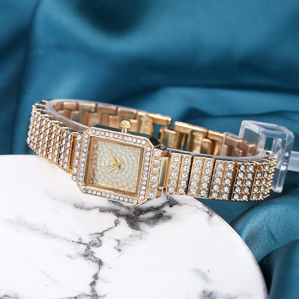 Часы женские кварцевые с квадратным циферблатом Роскошные водонепроницаемые