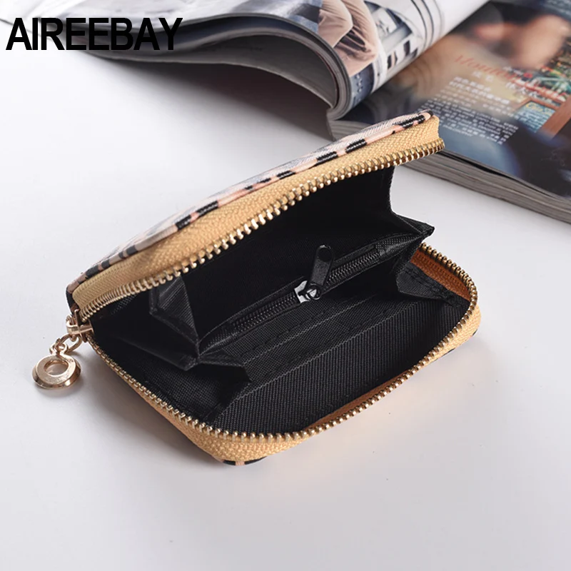 AIREEBAY женские короткие кошельки новые винтажные Модные леопардовые принты портмоне для клатч для девочек из искусственной кожи женский бумажник