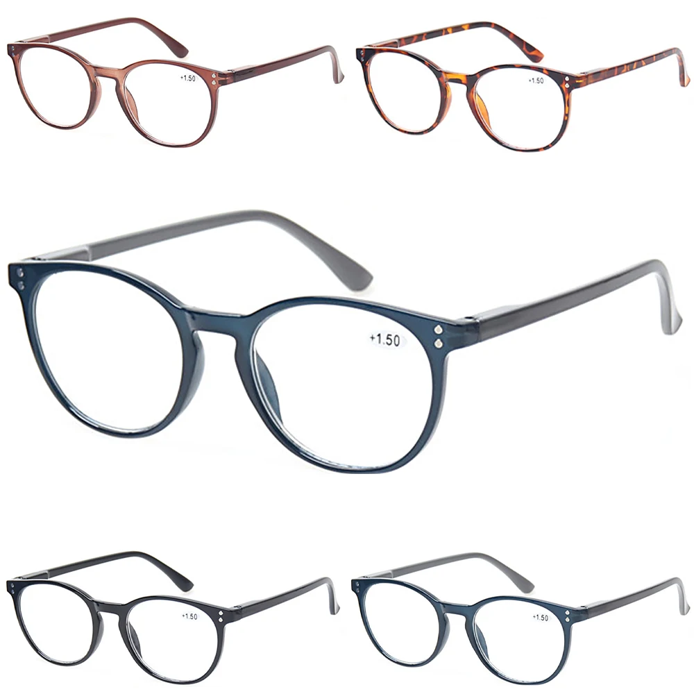 

Henotin Reading Glasses Spring Hinge Men Women Fashionable Lightweight Comfortable Oval Frame HD Reader Prescription Eyeglasses