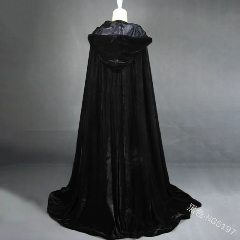 Длинная бархатная накидка с капюшоном для взрослых зеленый черный красный