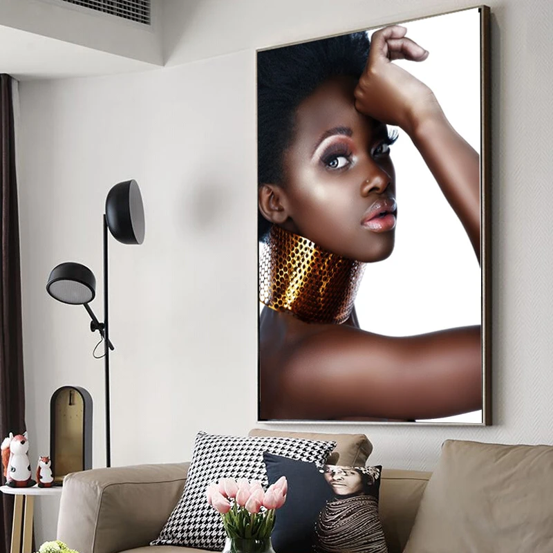 Черная красивая модель искусство на стену Картина холсте портретные