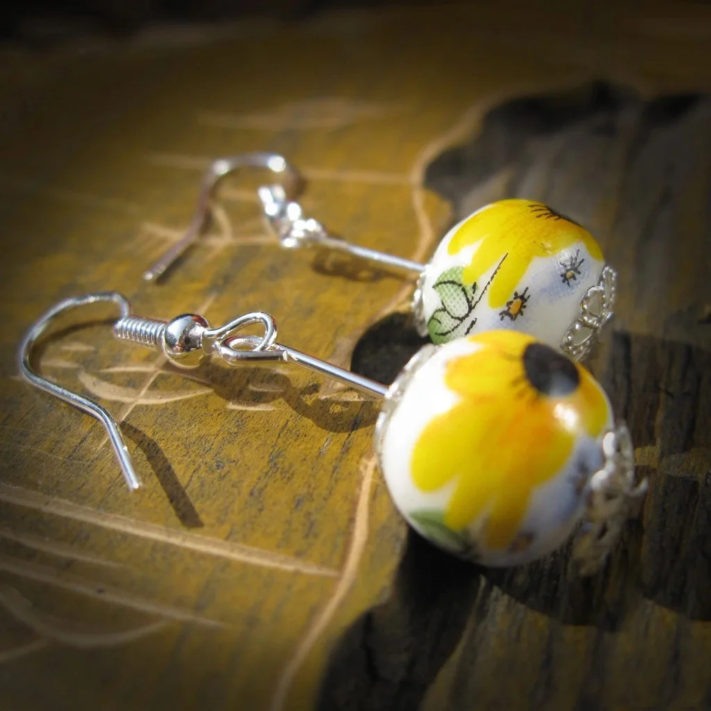 Женские винтажные серьги-подвески ручной работы красочная керамика