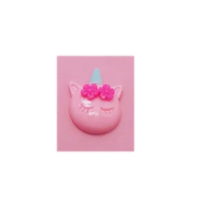 100Pcs/Lot Miniature Kawaii Unicorn Resin Flatback Cabochon for Scrapbooking Hair Bow Center Embellishment DIY Craft - Цвет: pink