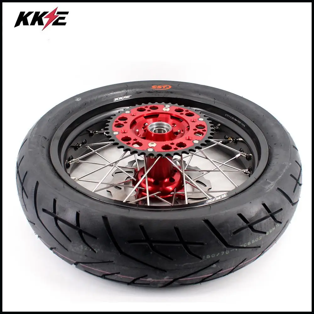 KKE 3,5/4,25 SUPERMOTO колеса CST шины Набор для HONDA CRF250X 04-18 CRF450R 04-18 Красный