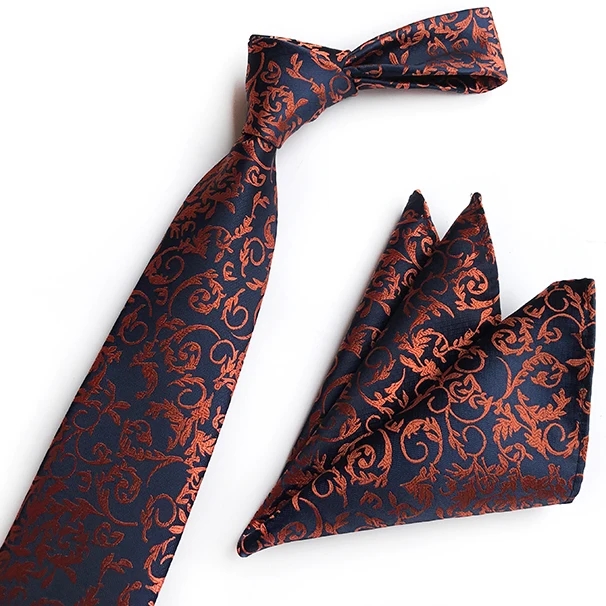 

Unique Design Men Paisley Floral Necktie Set Luxury Silk Ties with Handkerchief