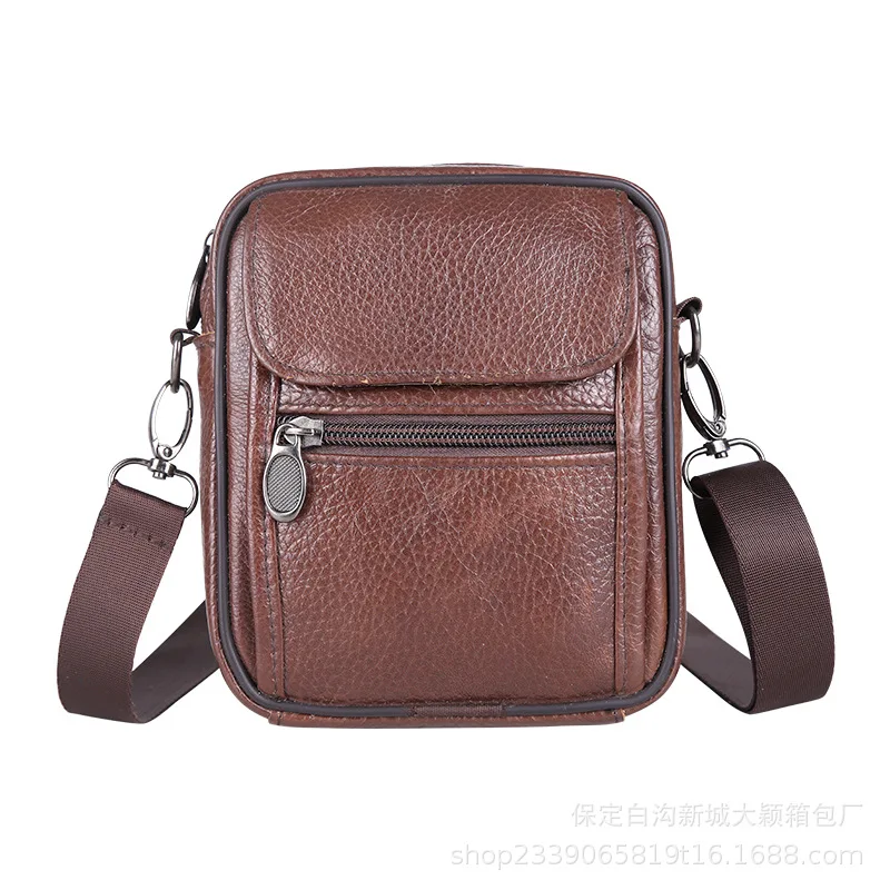 

purse the man The new inclined shoulder bag leather large capacity one shoulder baotou layer cowhide inclined shoulder bag