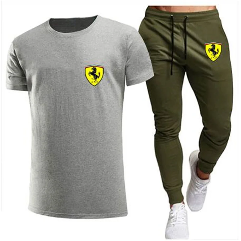

Men's Summer Suit Sports Casual Top + Pants 2-piece Suit Summer Round Neck Men's Suit T-shirt S-3xl Track Suit Men's Cotton