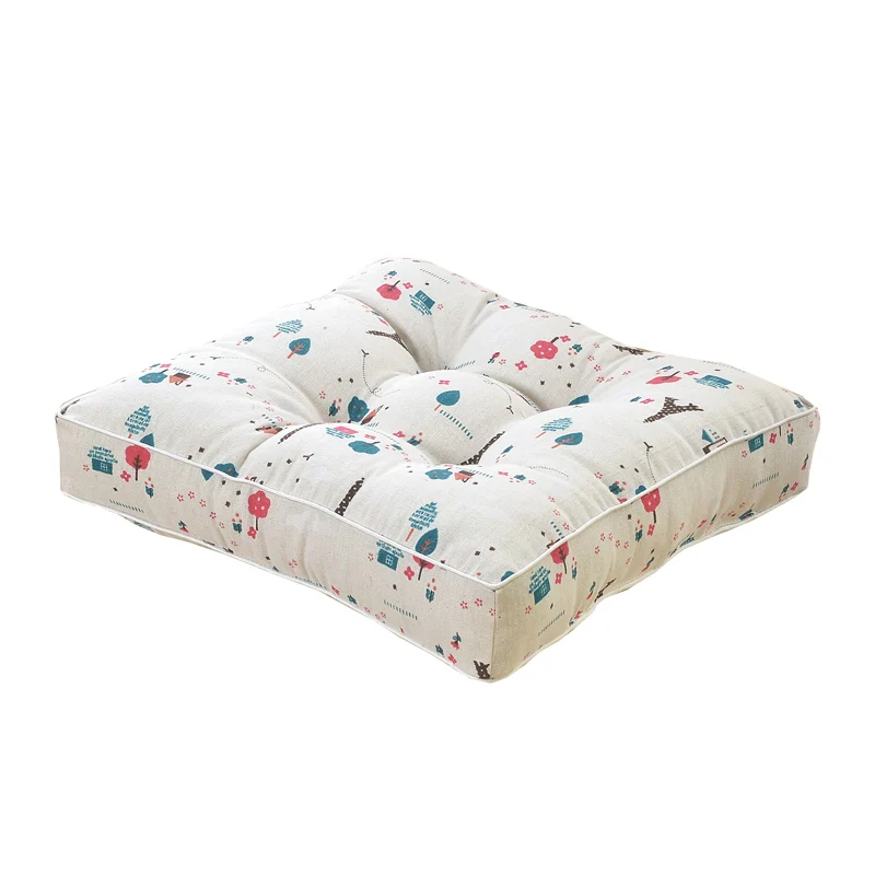 Color J Квадратная подушка Pouf татами напольные подушки льняная хлопковая подушка на сиденье Подушка японские татами подушка 45x45 - Цвет: Color J