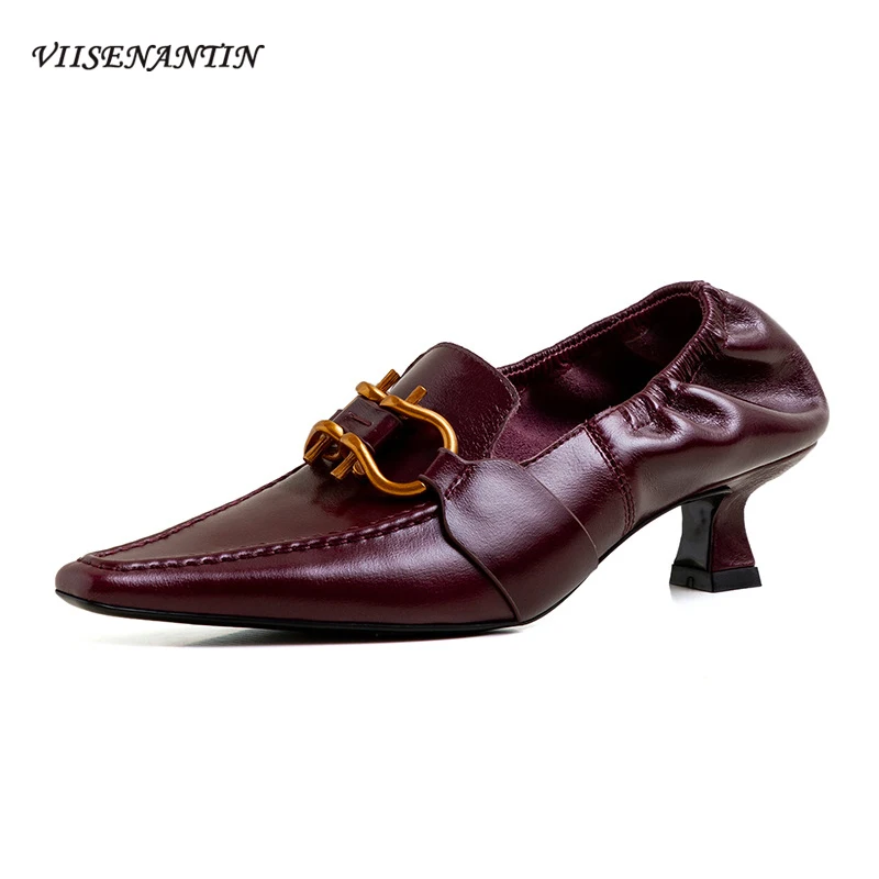 

Женские туфли-лодочки на высоком каблуке, из вощеной воловьей кожи