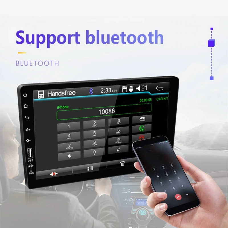 9 дюймов пресс Mirrorlink Авто Аудио плеер 2 Din автомагнитола Mp5 Мультимедиа Bluetooth с 12Led