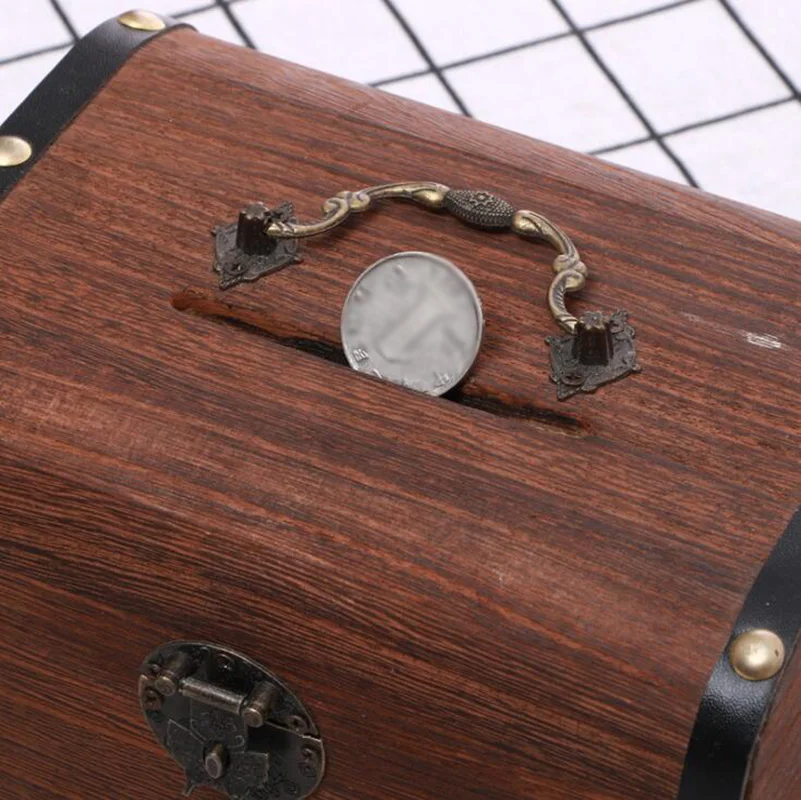 Деревянная копилка с сокровищами для монет Сейф хранения денег чехол в стиле