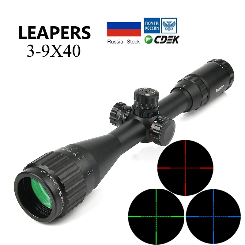 3-9X40 прицел тактический оптический прицел красный зеленый и синий точка зрения с подсветкой Retical Sight снайперские охотничьи прицелы