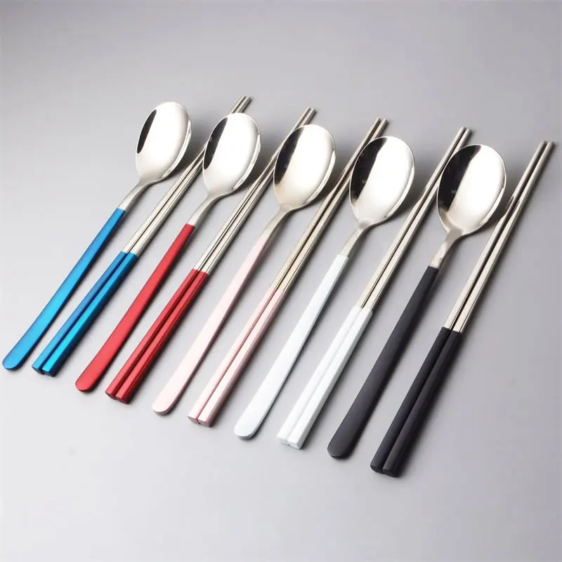 Портативный 304 столовый набор из нержавеющей стали с коробкой для хранения