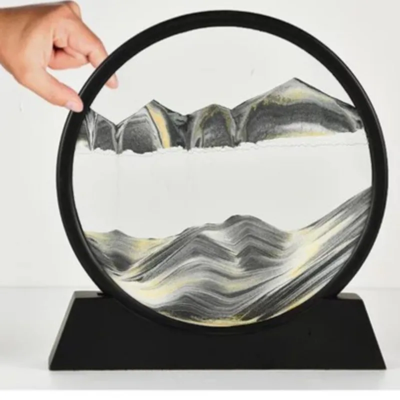 Moving Sand Art Picture Round Glass 3D Deep Sea Sandscape In Motion Display Flowing Frame Painting Home Decoration Decor | Дом и сад