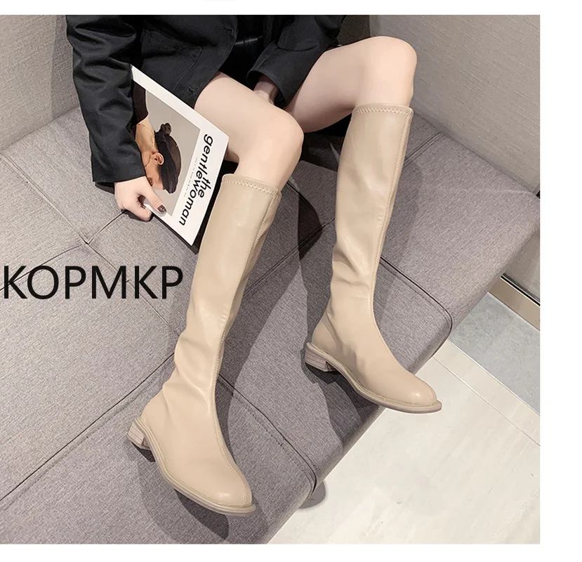 

Designer Square Toe Chunky Women Shoes 2021 Autumn Winter Motorcycle Ankle Snow Warm Goth Knee High Fashion Gladiator Lady