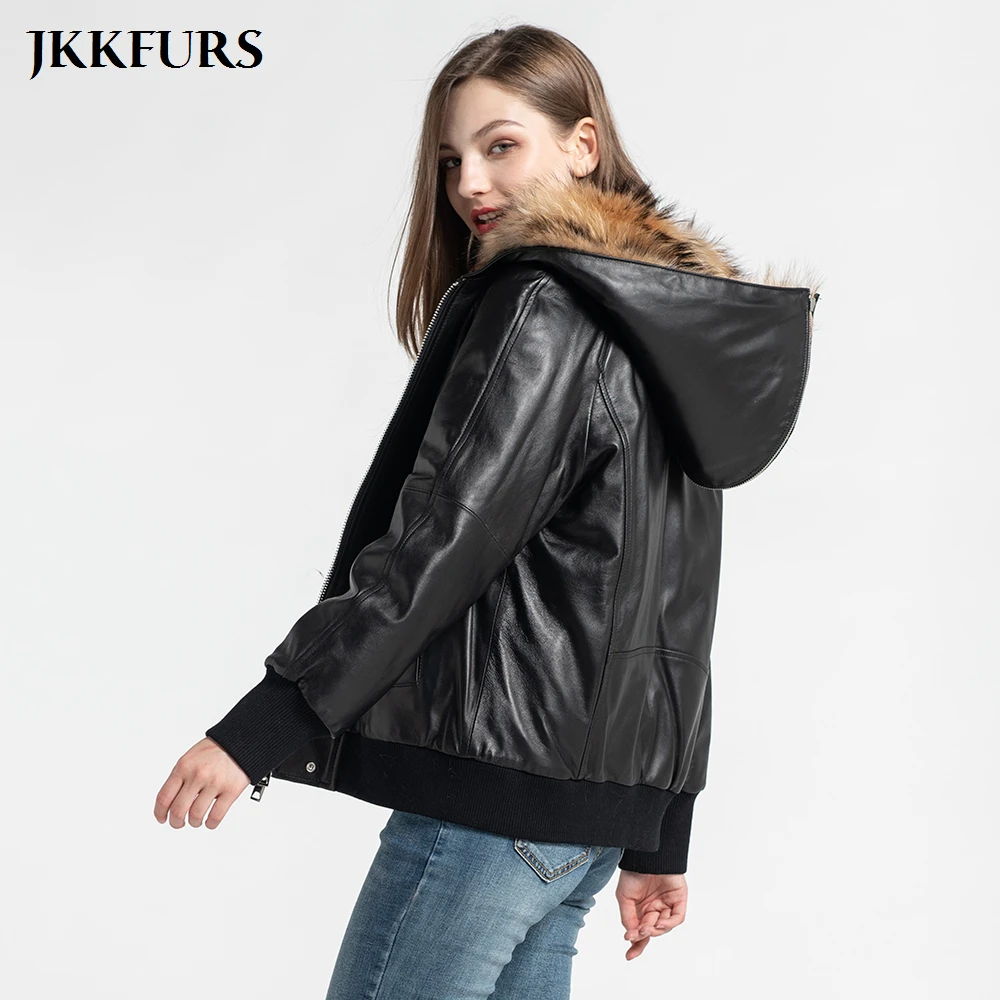 Новое поступление женский модный пуховик из натуральной овечьей кожи куртка с